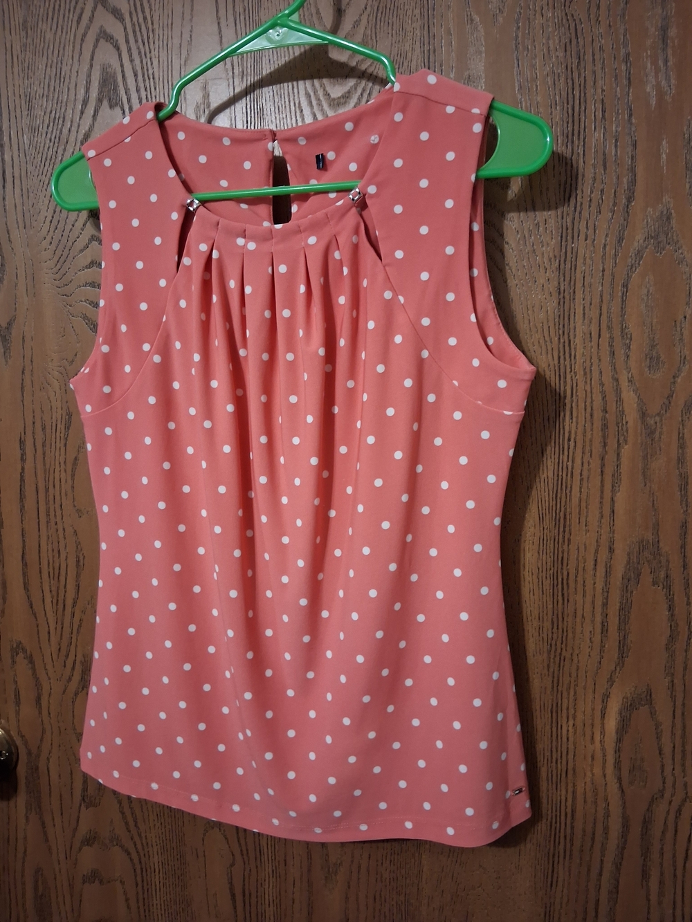 Tommy Hilfiger Coral Polka Dot Pleated Sleeveless Camisole